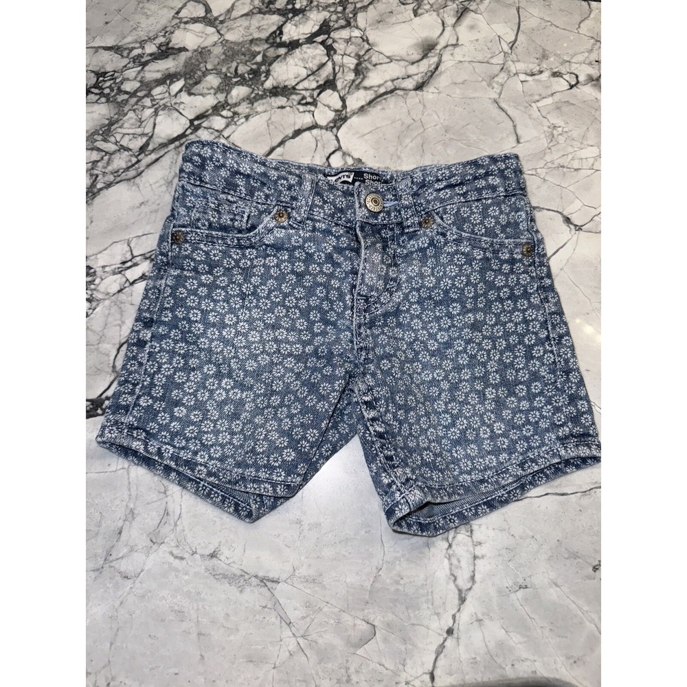 Levi's Girls Size 4 Shortie Shorts Soft Denim Daisy Print